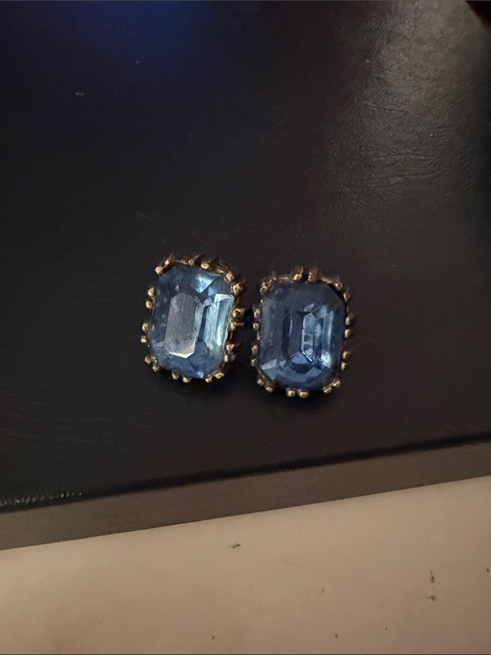 Blue Glass Crystal Screw Ob Earrings - Elegant Women's Jewelry